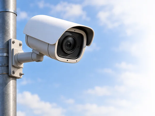 Illustrative industrial CCTV camera on a pole